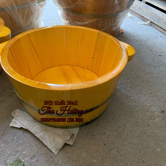 CHẬU NGÂM CHÂN GỖ