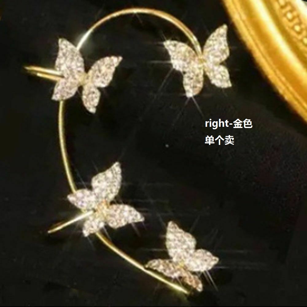 Khuyên kẹp vành tai hình bướm đính đá zircon thời trang lấp lánh