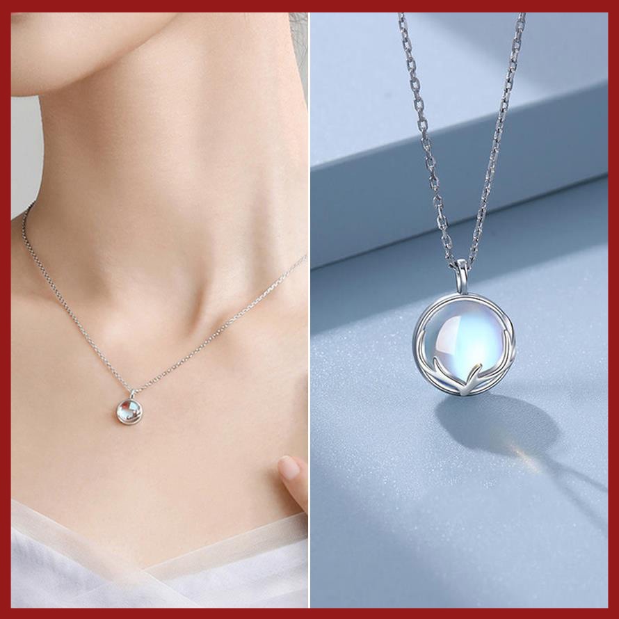 Vòng cổ Mặt Đá Mặt Trăng Bạc S925