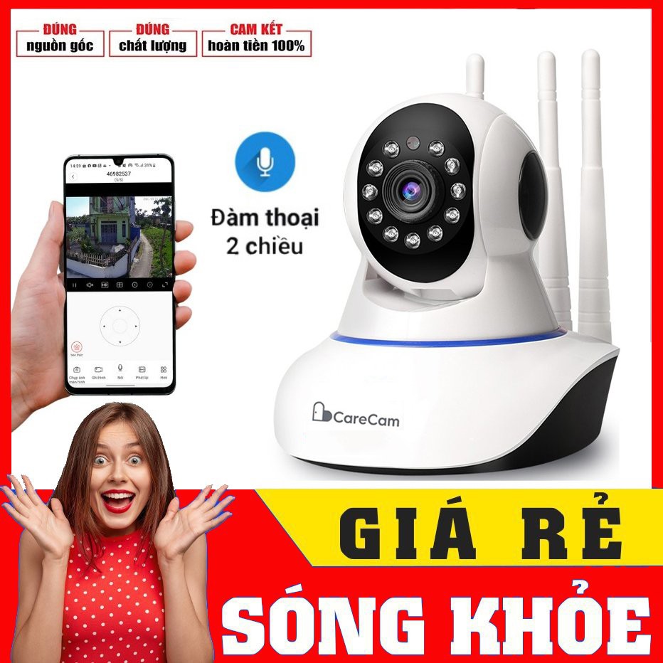 Camera IP Wifi 3 Râu ONVIZCAM V3 app Carecampro Full HD 1080P - 2.0MPX, Xoay 360 độ - Hàng chính hãng