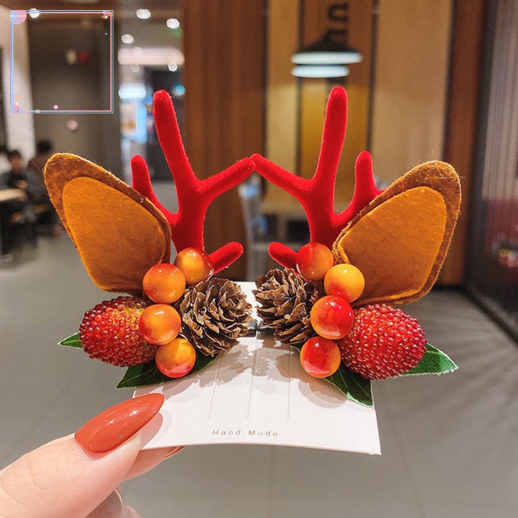 1 Cặp Kẹp Tóc Hình Tuần Lộc Giáng Sinh Sáng Tạo