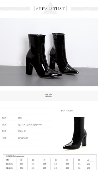 (ODER 5 ngày) Boots nữ da bóng cổ ngắn thời trang 9cm | BigBuy360 - bigbuy360.vn