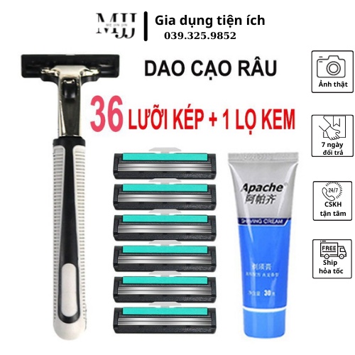 Bộ dao cạo râu tặng kèm 36 lưỡi kép và tuýp kem cạo râu siêu rẻ.