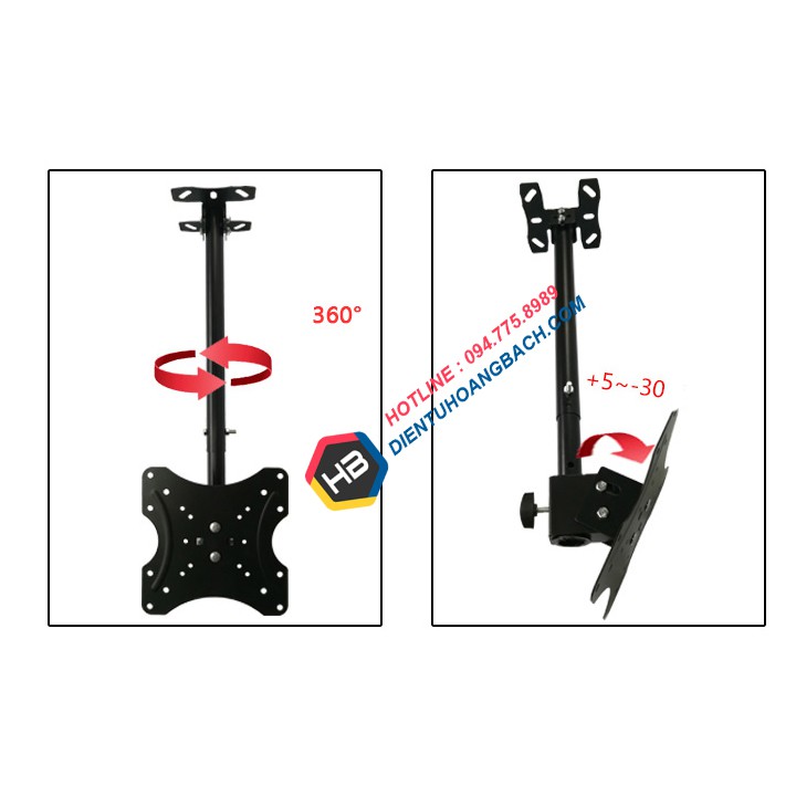 Giá Treo Tivi Thả Trần DJ01 / E510 24 - 43 Inch - Xoay 360 Độ - Giá Treo Tivi Ngược Trần Chuyên Dụng
