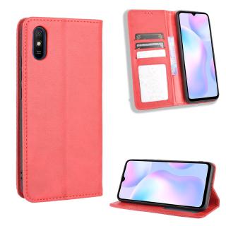 Bao da điện thoại PU kiểu ví đựng thẻ có nam châm phong cách vintage cho Xiaomi Remi 9A
