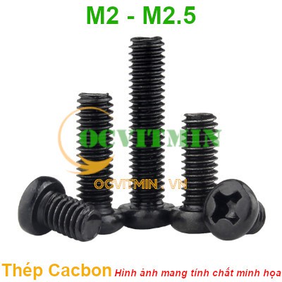 Shopee.vn/ocvitmin Ốc Bake Đầu Tròn M2 M2.5 Thép Cacbon Tùy Chọn Kích Cỡ