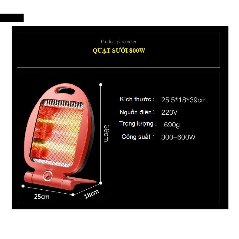 Quạt Sưởi, Đèn Sưởi Đa Năng 800W Lion Japan 2 Bóng Sưởi Tự Ngắt | BigBuy360 - bigbuy360.vn