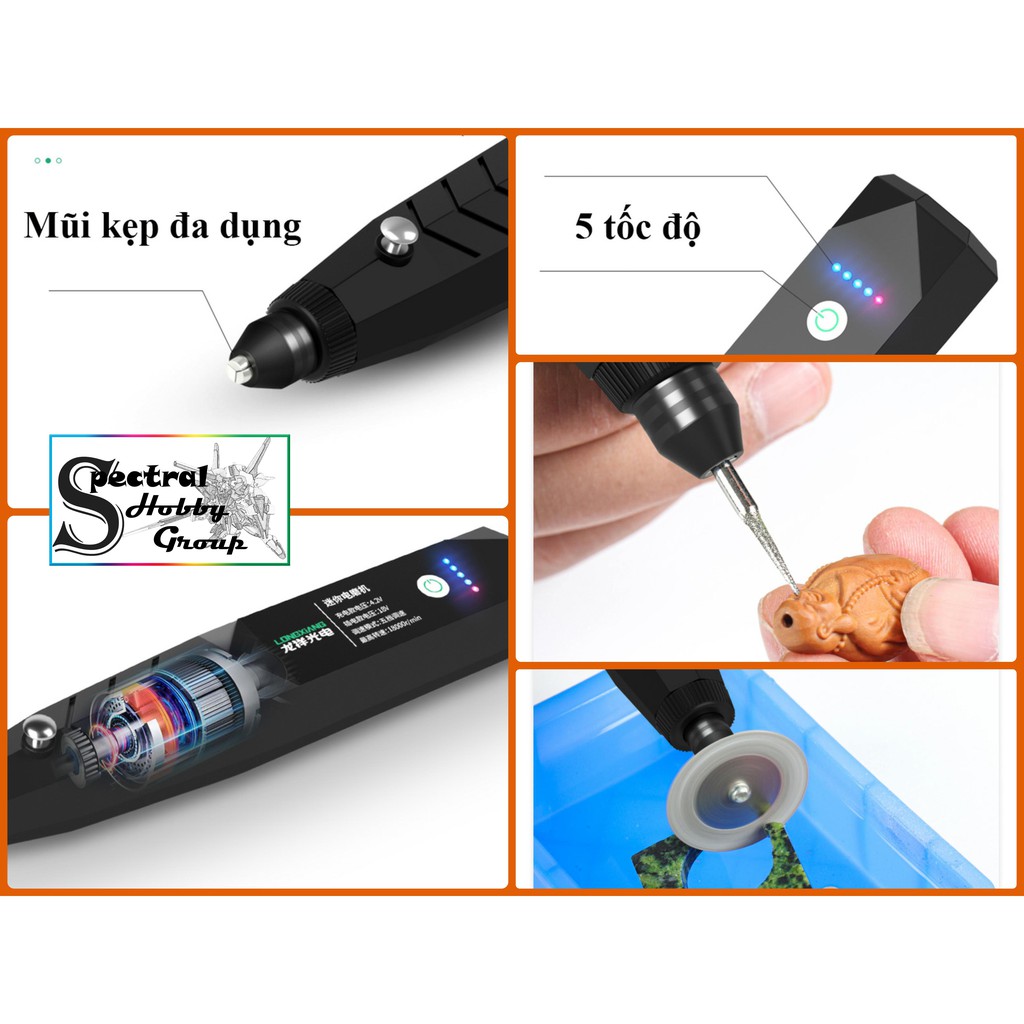 Dụng cụ Longxiang máy điêu khắc Mini cầm tay Mài cắt khoan đánh bóng kẹp đa năng rechargeable electric grinder LXGD005