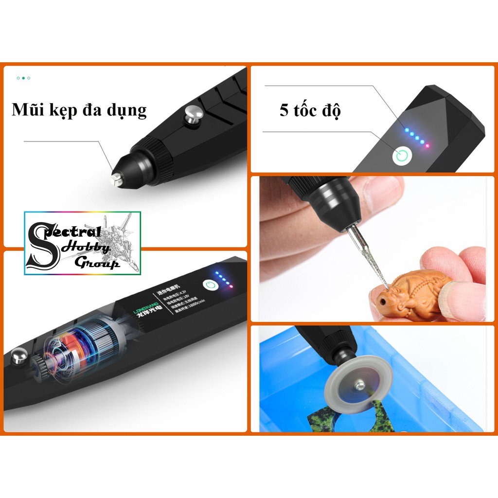 Dụng cụ mô hình máy điêu khắc Mini cầm tay Mài cắt khoan đánh bóng Longxiang rechargeable electric grinder LXGD005