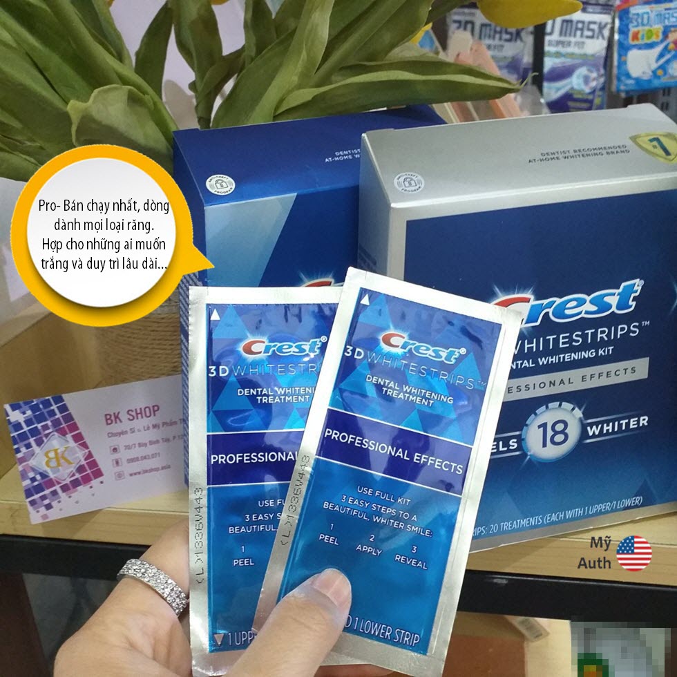 [Hàng Mỹ] 1 GÓI- Miếng dán trắng răng Crest 3D White - CHÍNH HÃNG
