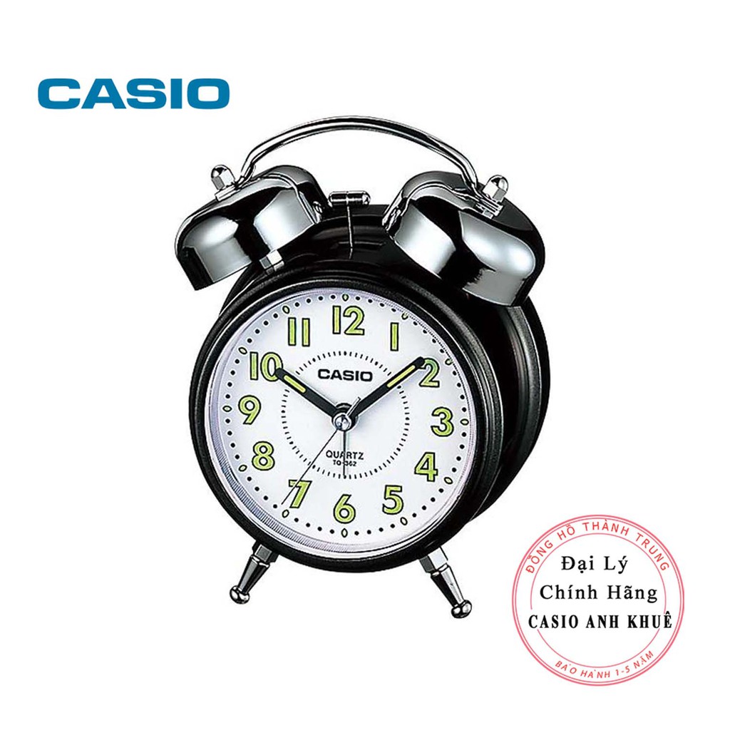 Đồng hồ để bàn Casio TQ-362-1BDF có đèn chuông báo thức, dạ quang 