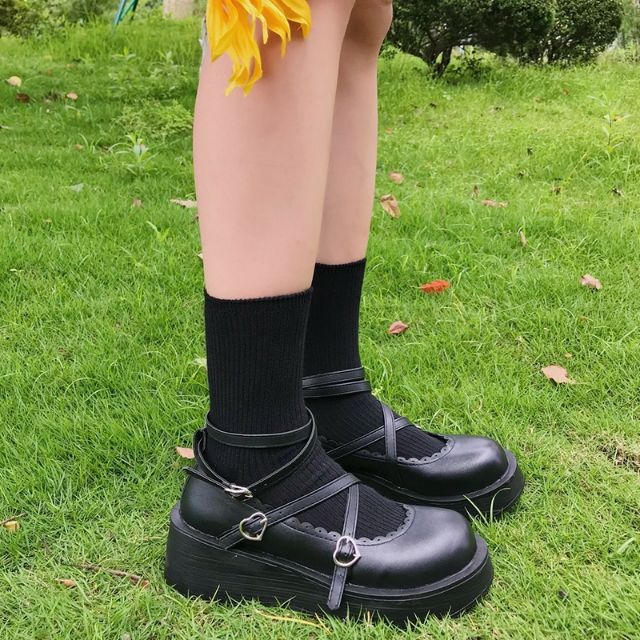 (SẴN 1 SỐ SIZE) Giày Ulzzang Nữ Đế 6 phân Khoá trái tim CỰC CUTE | BigBuy360 - bigbuy360.vn