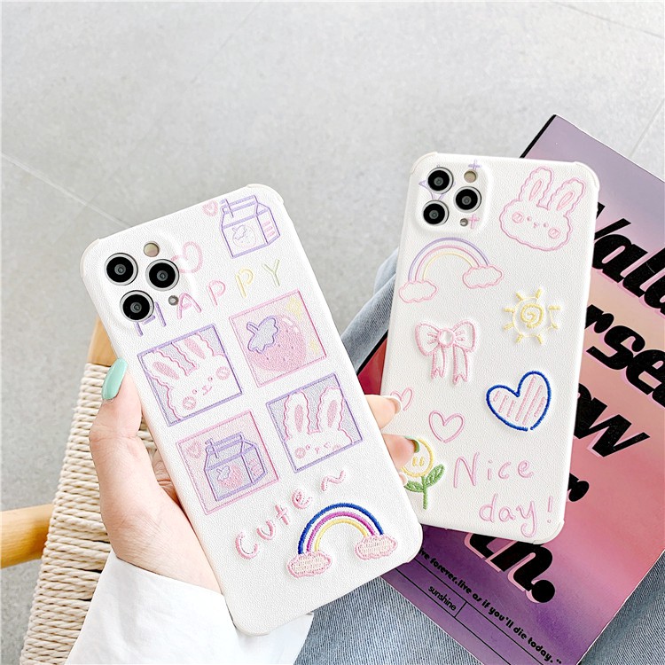 Ốp lưng iphone Thỏ trắng thêu viền chống va đập 5/5s/6/6plus/6s/6splus/7/7plus/8/8plus/x/xr/xs/11/12/pro/max/plus/promax | BigBuy360 - bigbuy360.vn