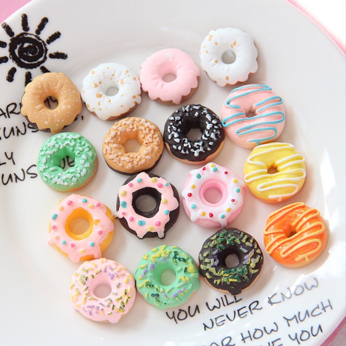 Charm bánh Donut cốm canxi cho các bạn trang trí ốp điện thoại, dán Jibbitz, kẹp tóc, DIY