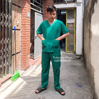 Bộ quần áo phẫu thuật Nam, Nữ - Màu xanh