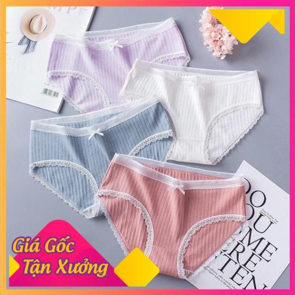 Quần Lót Cotton Tăm Viền Ren xuất Nhật 5362