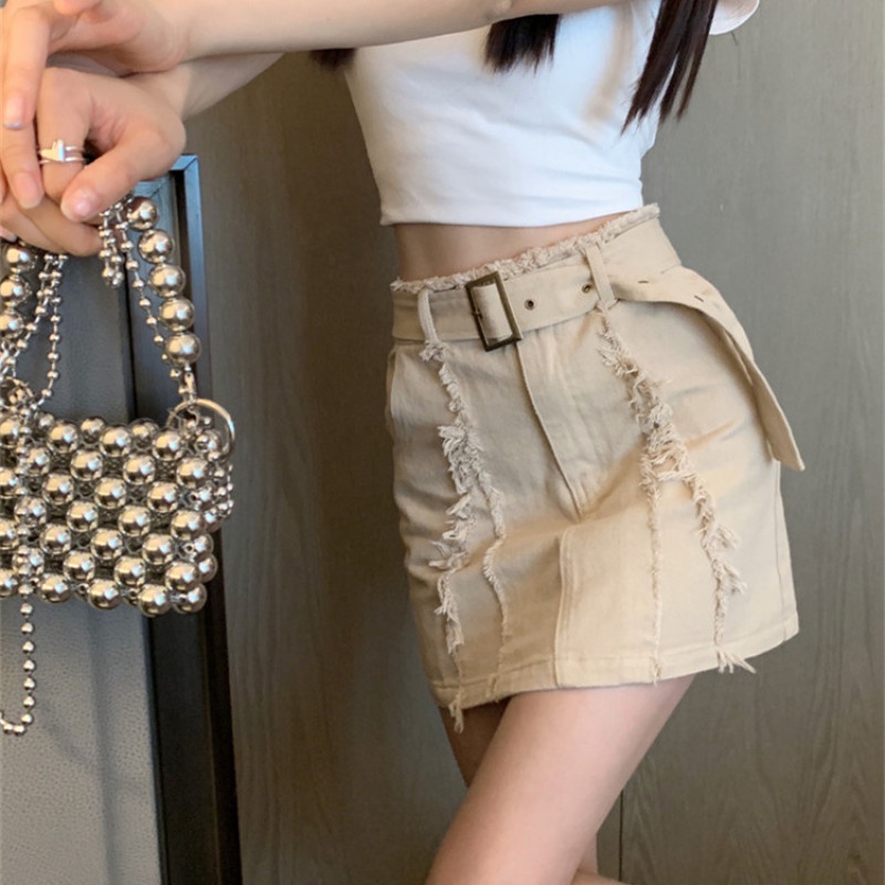 Chân Váy Denim Lưng Cao Thời Trang Mùa Hè