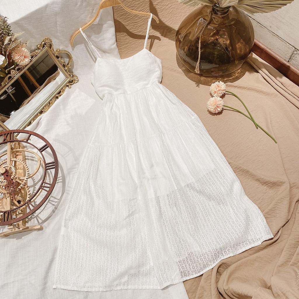 [Mã SKAMA06 giảm 8% tối đa 50K đơn 250K] ĐẦM MIDI 2 DÂY BABYDOLL HOA NỔI | BigBuy360 - bigbuy360.vn