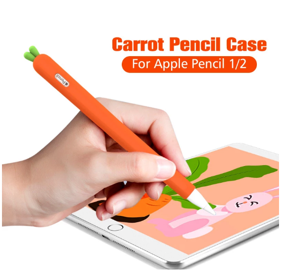 Vỏ bảo vệ hình trái cà rốt bằng silicon mềm thích hợp cho bút cảm ứng điện dung Apple Pencil 1 2