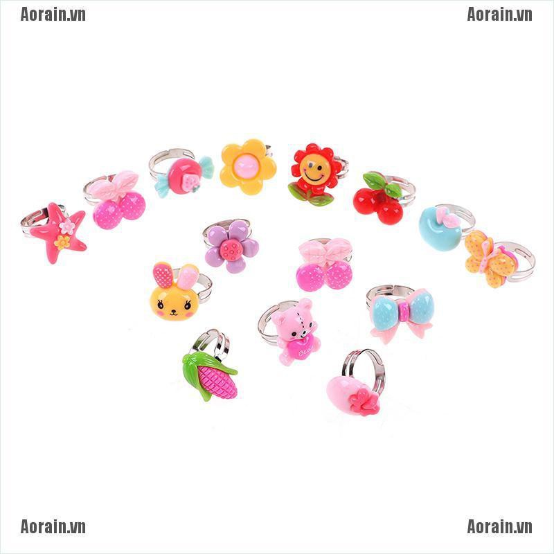 MT 10Pcs Adjustable cartoon rings party favors kids toy NY