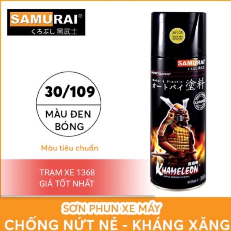 Sơn xịt Samurai màu đen bóng - 109 ( 400ml)