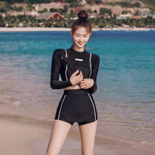 Đồ bơi nữ kín đáo 💝QUEEN BIKINI💝 Bikini 2 mảnh đi biển Quảng châu dài tay mẫu mới siêu hot BIK26 ་