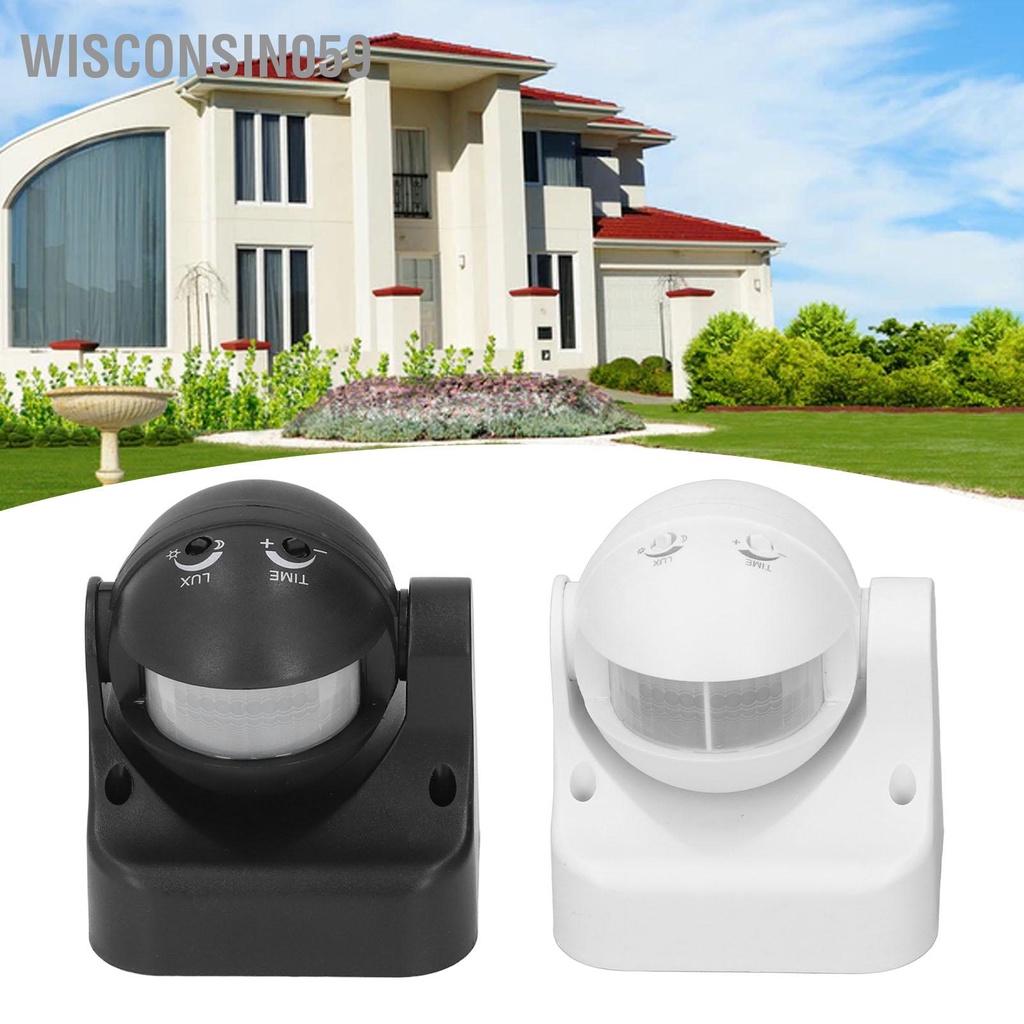 Wisconsin059 Công tắc phát hiện cảm biến chuyển động Chống thấm nước Thông minh không bức xạ ABS Bộ PIR hồng ngoại AC110‑240V