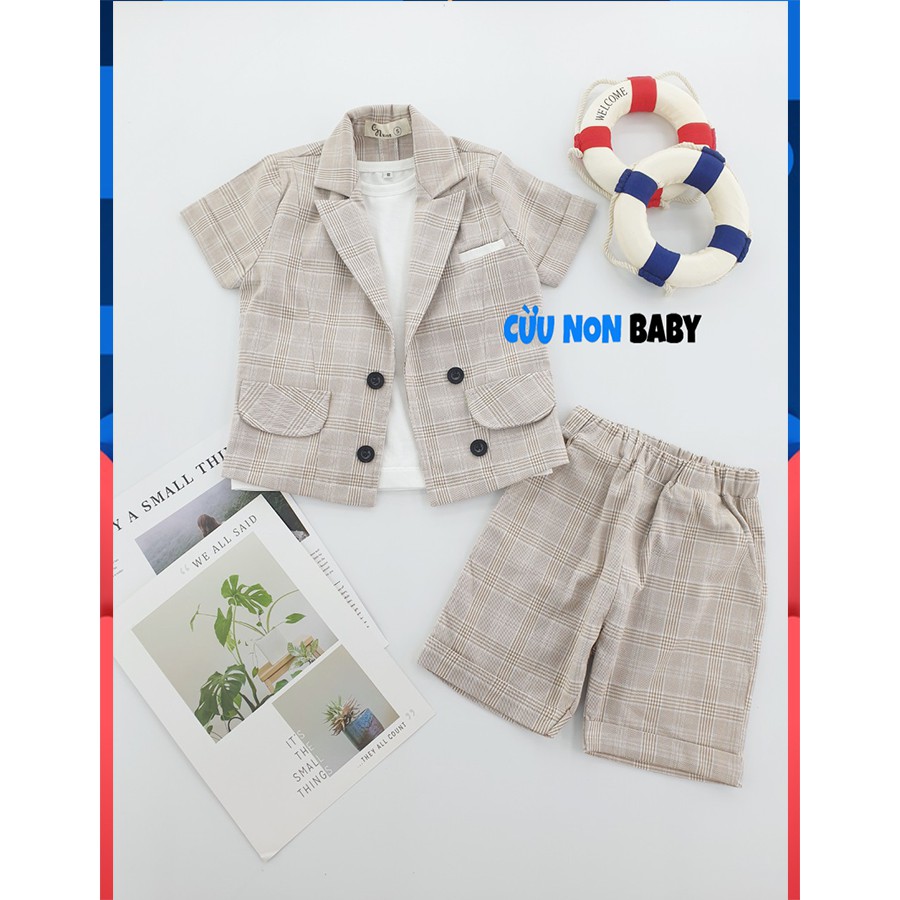 [Vest Cao Cấp][CUUNKM10 giảm 10k] Bộ Vest Sọc sang chảnh - Cừu non baby + Tặng kèm áo thun bên trong (giá 69k)-Sọc Ngắn
