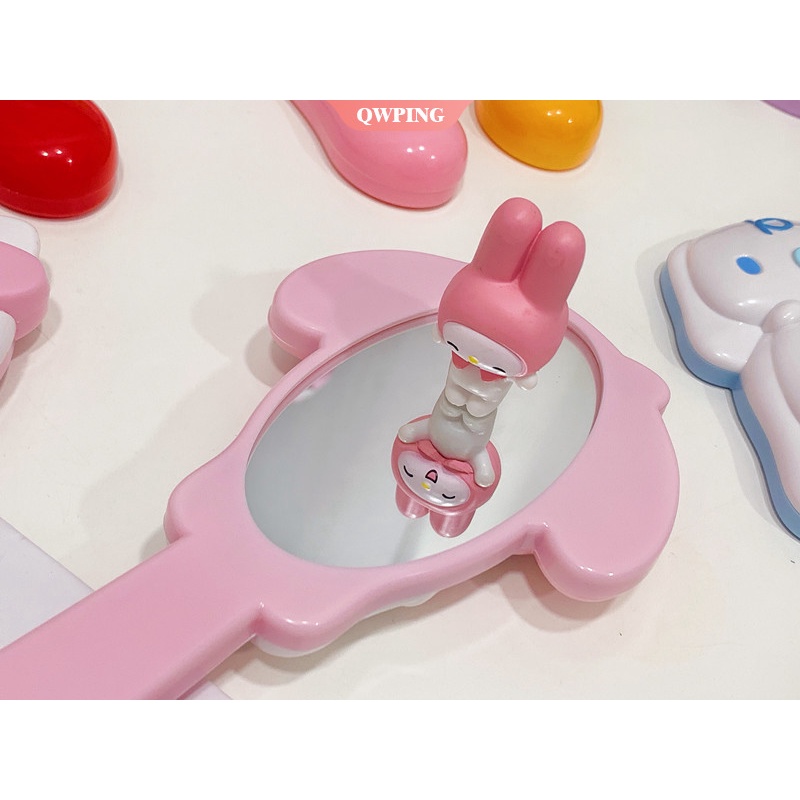 Gương Trang Điểm Cầm Tay Chống Tĩnh Điện Hình Cinnamoroll Kuromi My Melody Dễ Thương