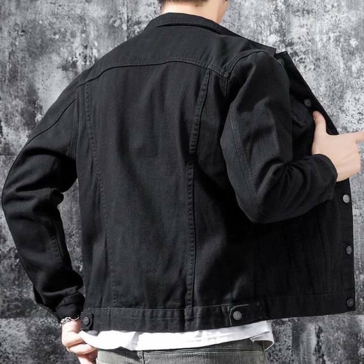 Áo khoác jean nam đen rách - áo đen và xanh trơn basic form unisex size 40-85kg