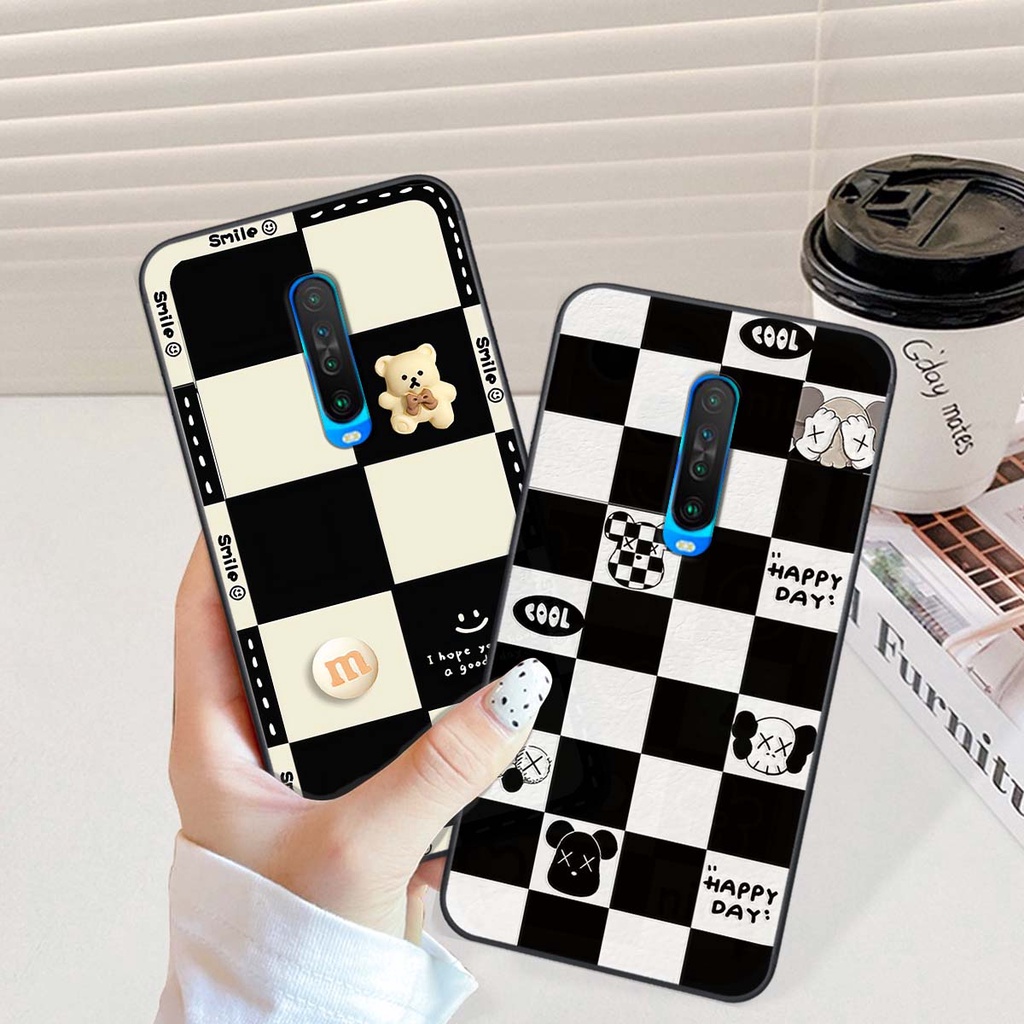 Ốp Xiaomi Redmi K30 / Redmi K30 5G gấu Bear rick caro vuông thời trang siêu đẹp