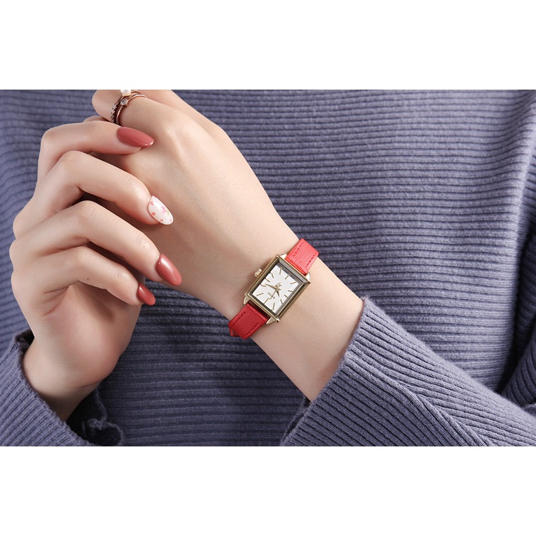 Đồng Hồ Nữ Hàn Quốc JULIUS JA-787 dây da đỏ