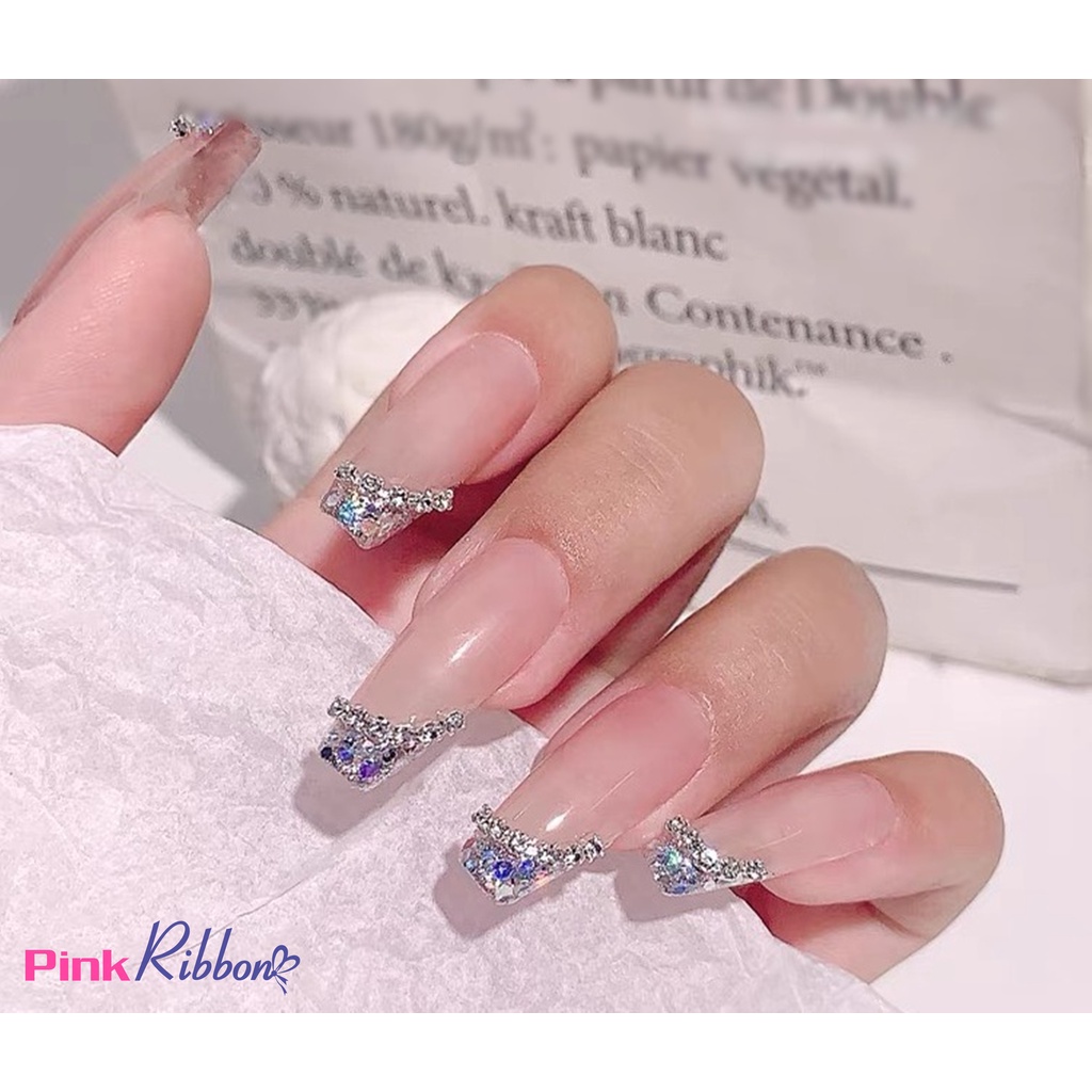 Dây đá trắng đế bạc trang trí các cỡ (set 3m)