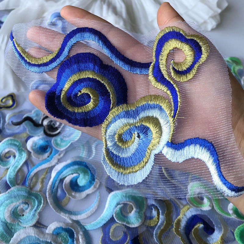 1 Miếng Vá Quần Áo Thêu Hình Đám Mây Thổ Cẩm Chất Lượng Cao