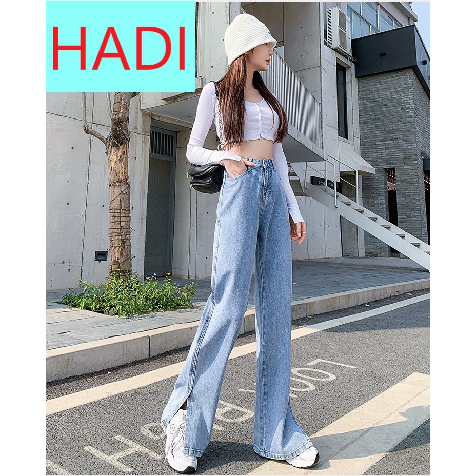 [ MÙA ĐÔNG ĐẾN ] QUẦN JEAN ỐNG RỘNG NỮ LƯNG CAO XẺ LAI HÔNG MÀU XANH NHẠT CAO CẤP HADI ĐỦ SIZE S, M, L CHẤT VẢI XỊN SÒ