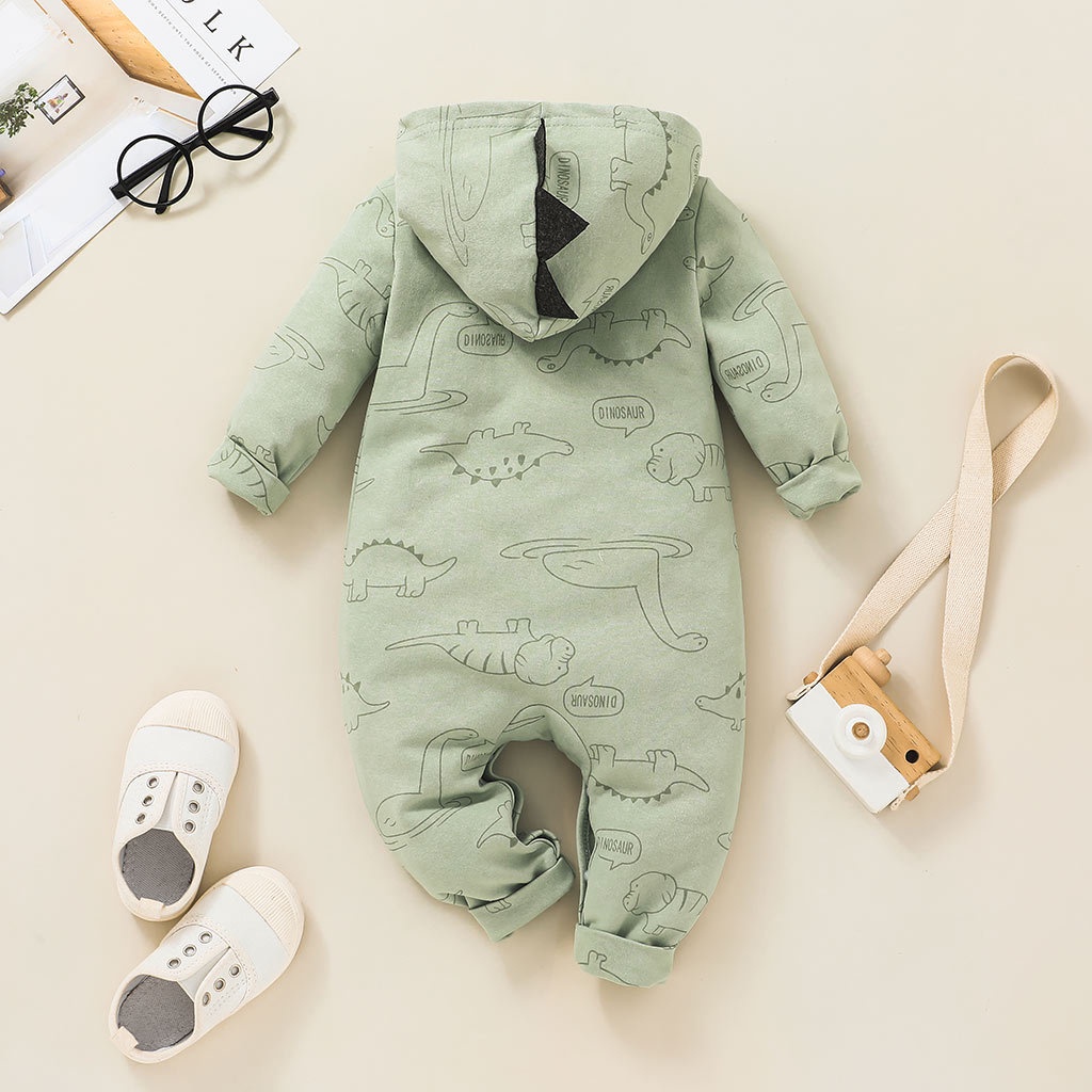 Body Tay Dài In Hình Khủng Long Hoạt Hình Cho Bé Trai Sơ Sinh 0-24 Tháng,Bodysuit Liền Thân Áo Liền Quần Cho Bé trẻ em