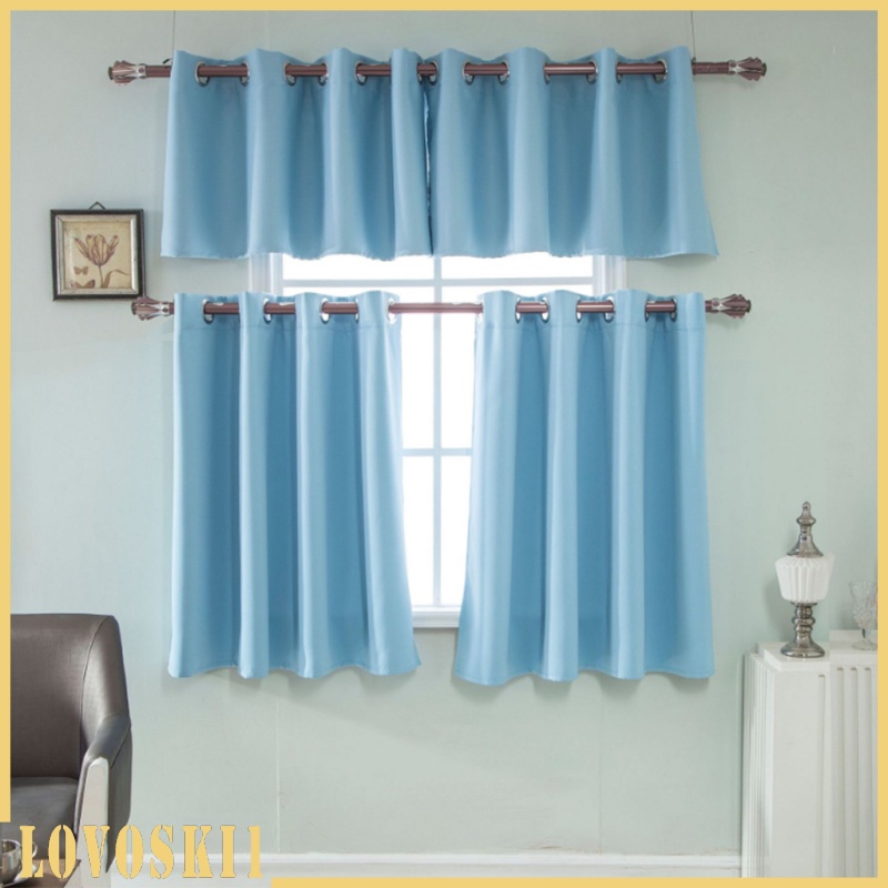 [LOVOSKI1]Solid Colored Short Valance Curtains Kitchen Window Treatment Coffee S