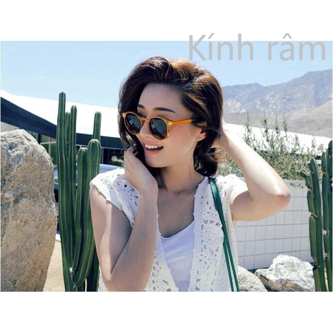 Kính mát gọng tròn tráng gương cho nữ