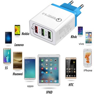 Củ Sạc Nhanh Quick Charge 3.0 Với 3 Cổng USB