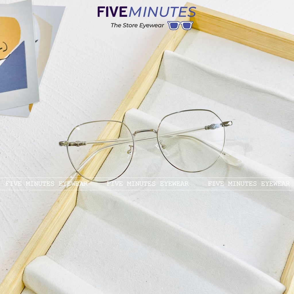 Gọng kính nam nữ, kim loại mảnh nhẹ dáng Oval 5285 Siêu hot - Kính Mắt Five Minutes