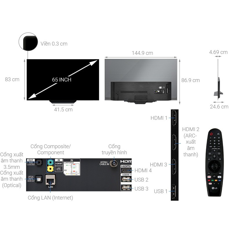 4k Tivi LG OLED 65 inch 65B9PTA Smart UHD