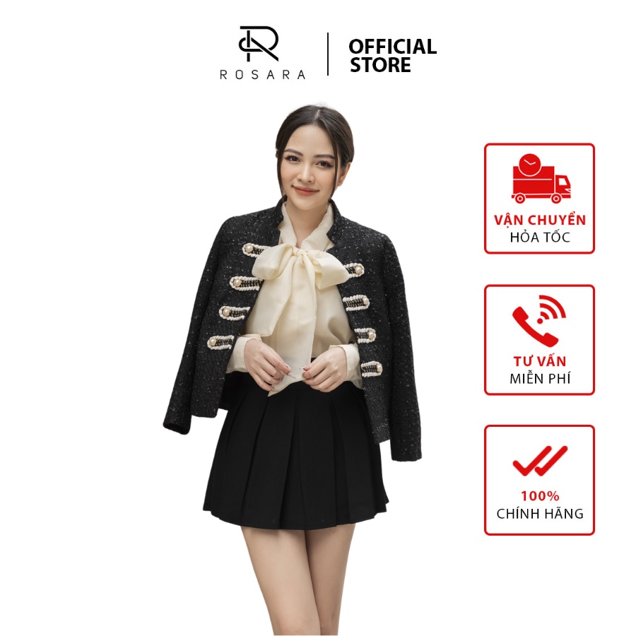 Áo dạ tweed thời trang nữ dáng ngắn Rosara KH46