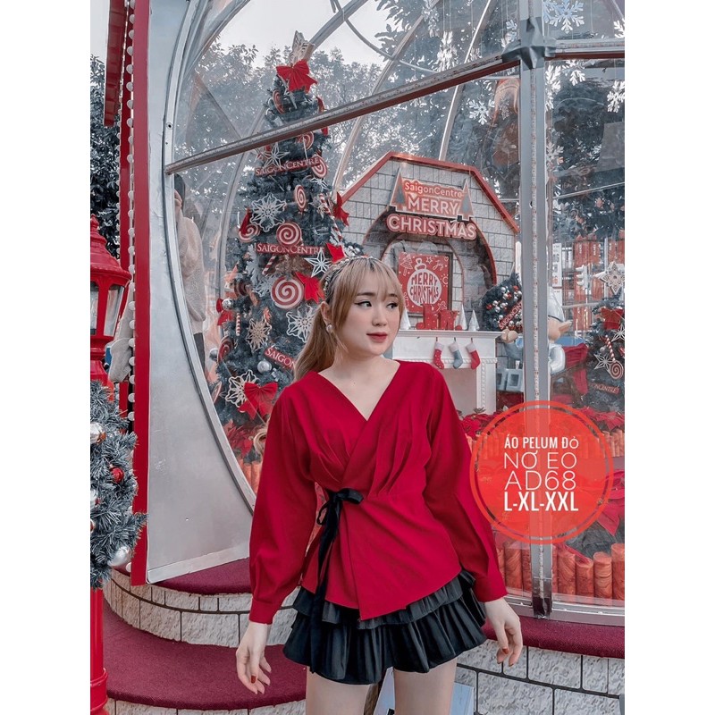 Áo Tết Bigsize pelum đỏ cột nơ đen 55-90kg | BigBuy360 - bigbuy360.vn