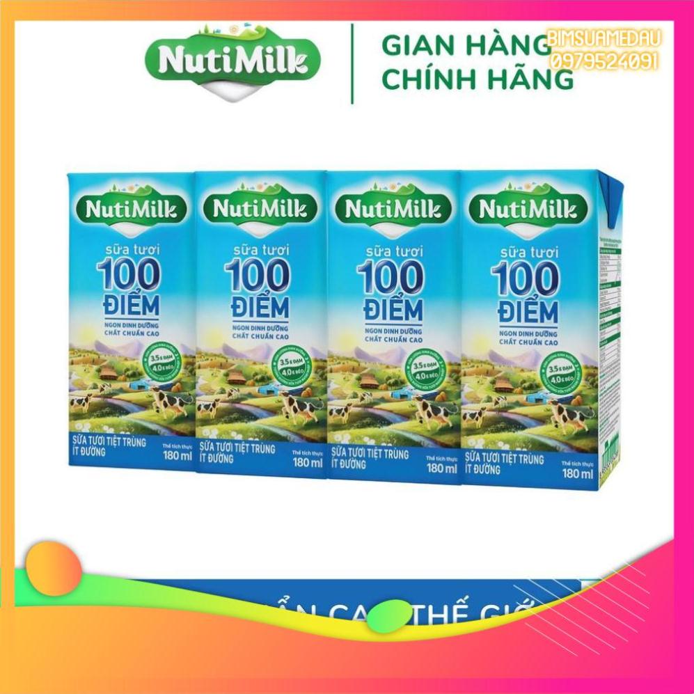 1 Thùng/48 Hộp NUTIMILK Sữa Tươi Tiệt Trùng 100 Điểm 180mL Không đường/ ít đường/ Có đường- date 2/2022