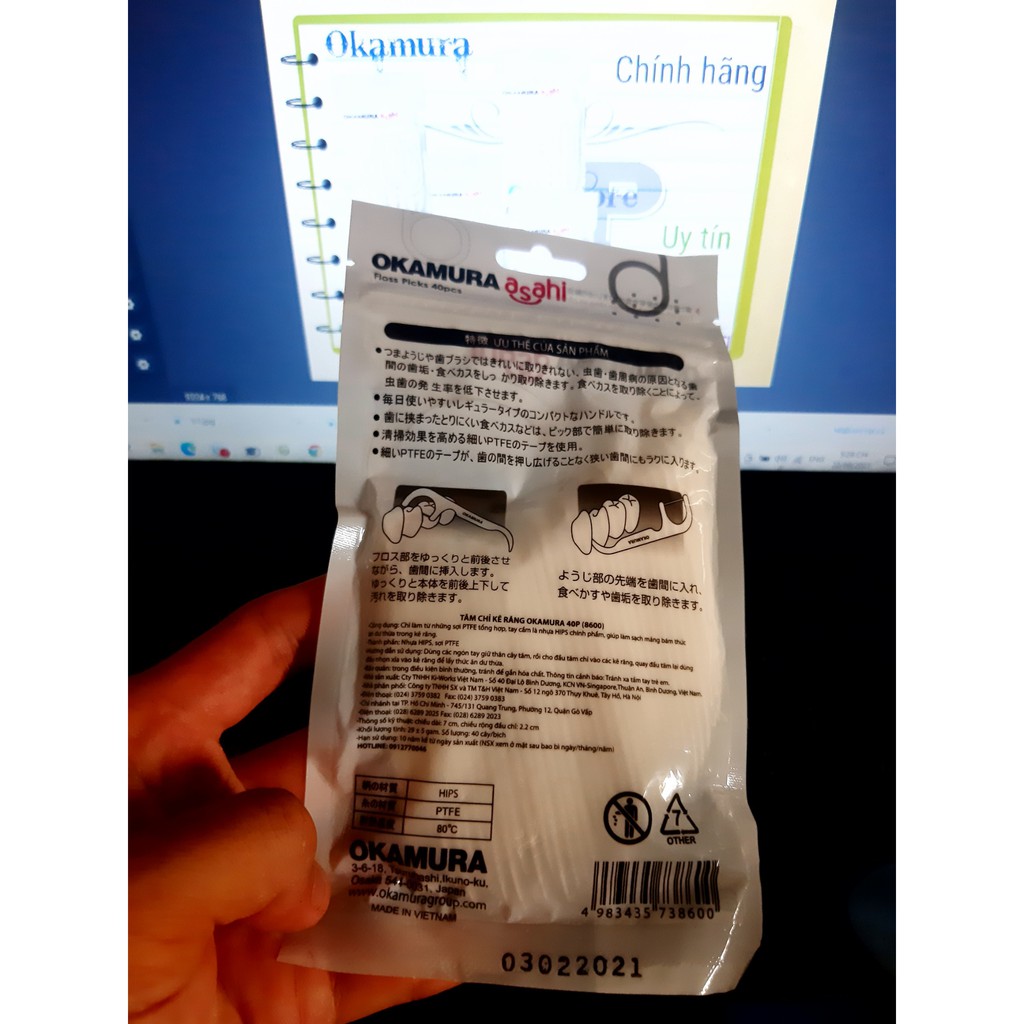 Okamura combo 5 Bịch tăm chỉ nha khoa cao cấp Nhật Bản Okamura - Bịch 40 cây