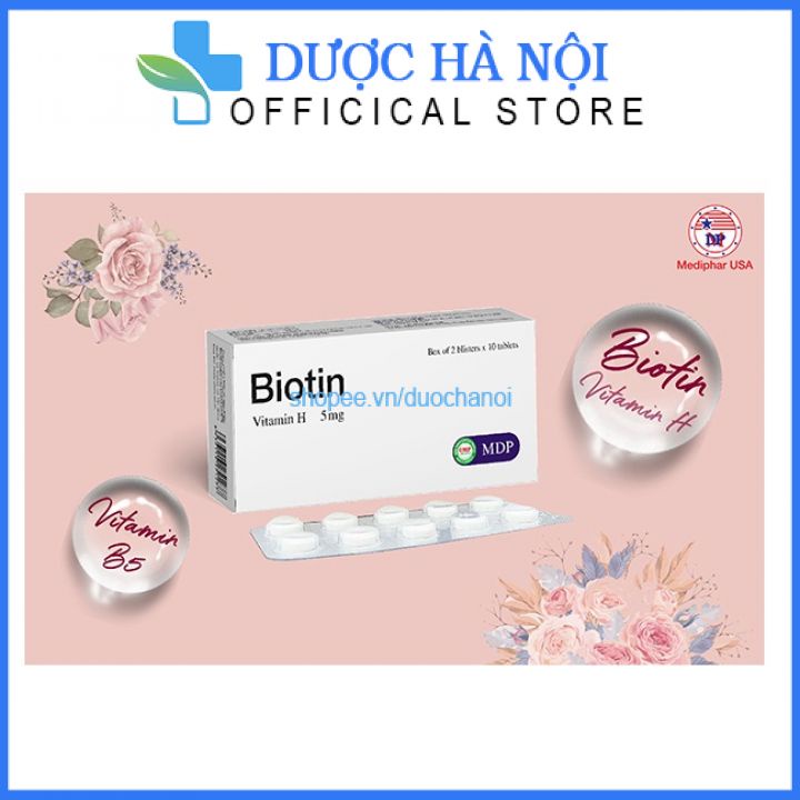 Viên uống Biotin vitamin H giúp tóc và móng khỏe ngừa rụng tóc , giúp da trẻ đẹp hộp 20 viên
