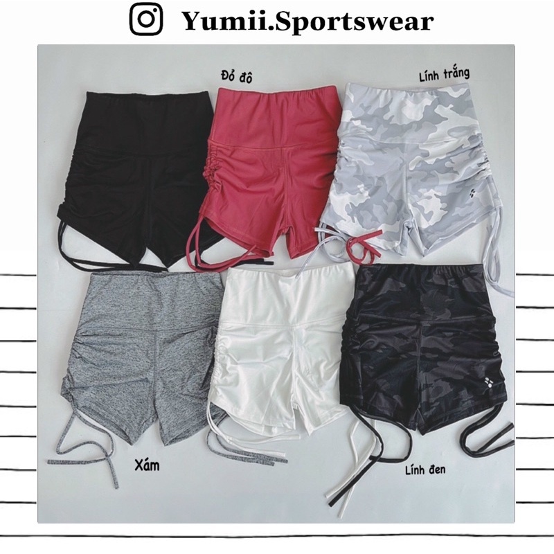 Quần Short Thể Thao Tập Gym Yoga Nữ - Quần Đùi Ngắn Thể Thao Rút Dây Ôm Body Siêu Tôn Dáng, Chất Polly Mềm Mịn