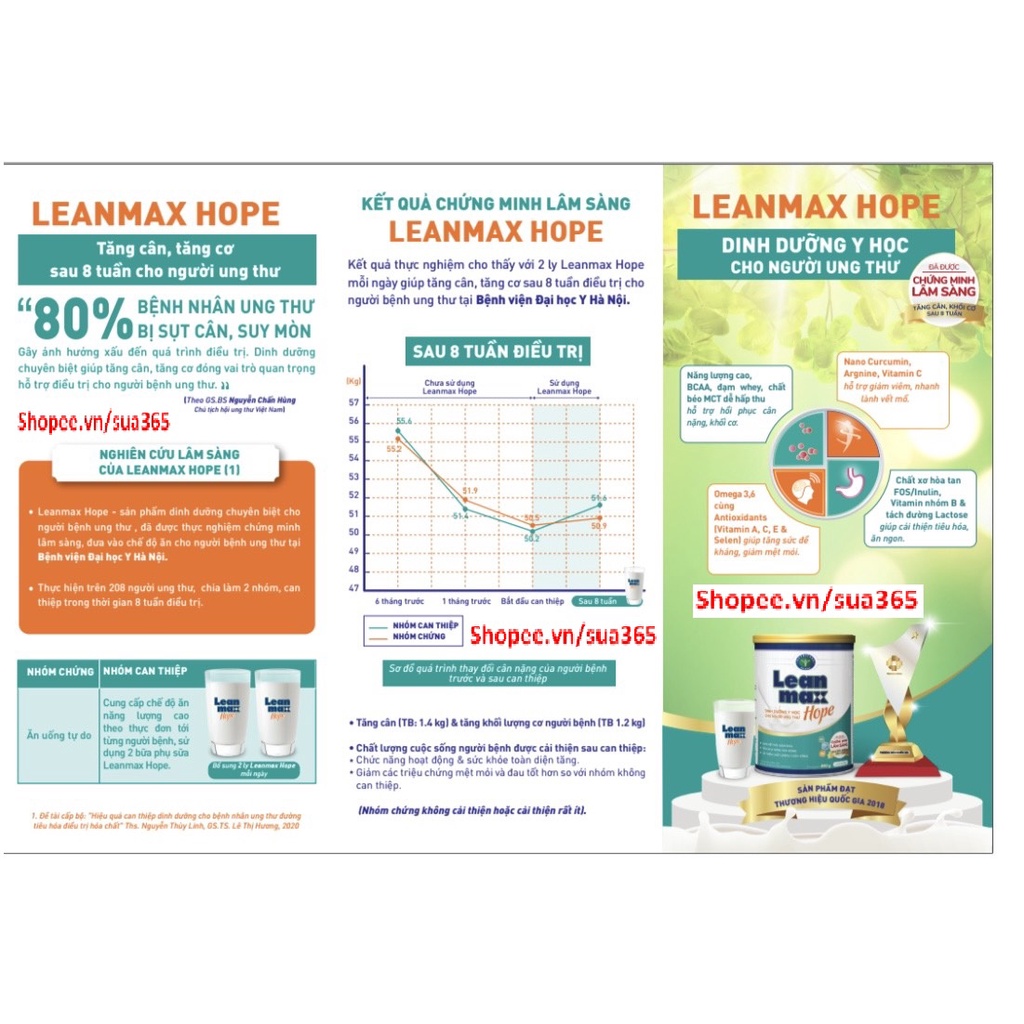 Sữa Leanmax Hope_400g (  Dinh dưỡng dành cho bệnh Ung Thư ) - Date Luôn Mới