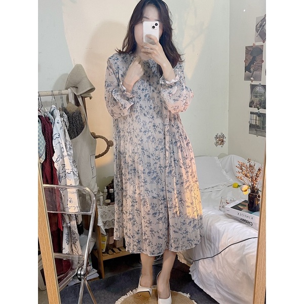 Đầm hoa nhí xếp li dáng dài ulzzang order