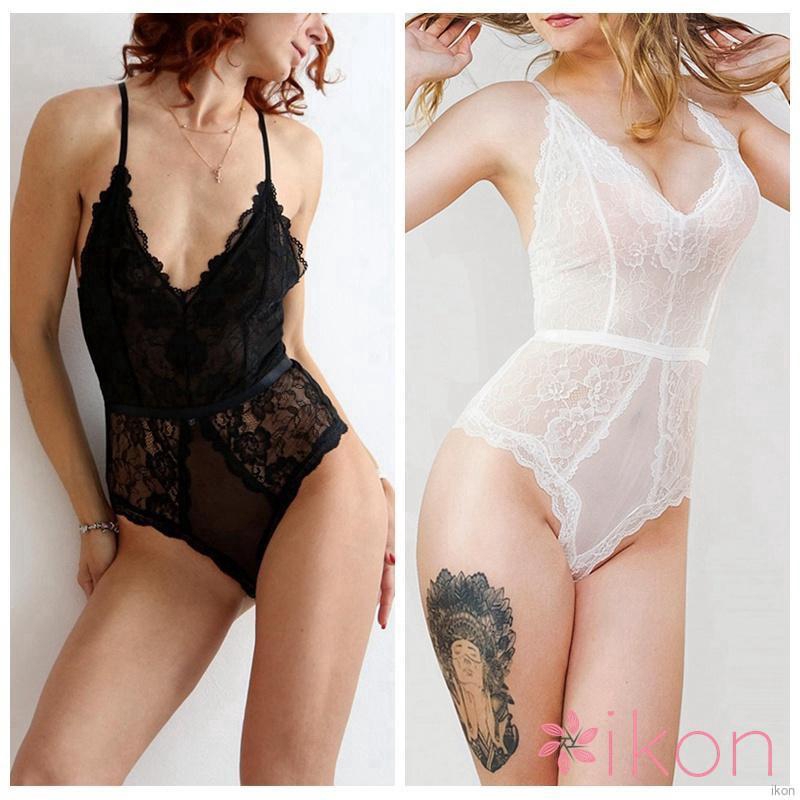 Đồ lót liền thân phối ren hoa thiết kế cổ chữ V gợi cảm